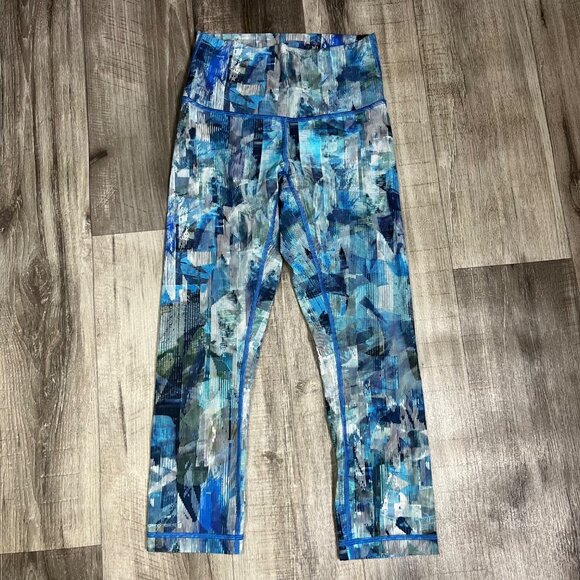 Lululemon Athletic Wunder Under HR Crop Yoga Pants 21” Blue Women’s Size 4 - Picture 1 of 7